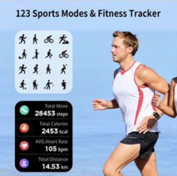 Welly Merck Smart Watch, 1.83" Fitness Smart Watch for Android/iOS Phones-Gold - Picture 3 of 11